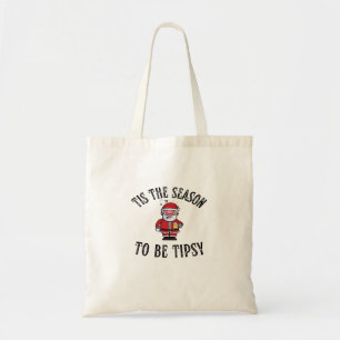 Tis The Season To Be Tipsy Vintage Drunk Santa Dri Tote Bag