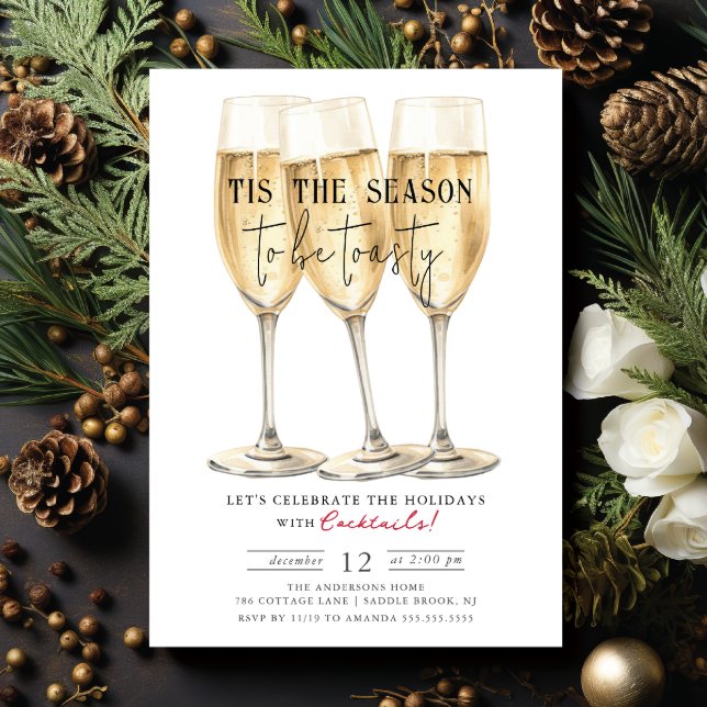 'Tis the Season to Be Toasty! Cocktail Party Invitation (Creator Uploaded)