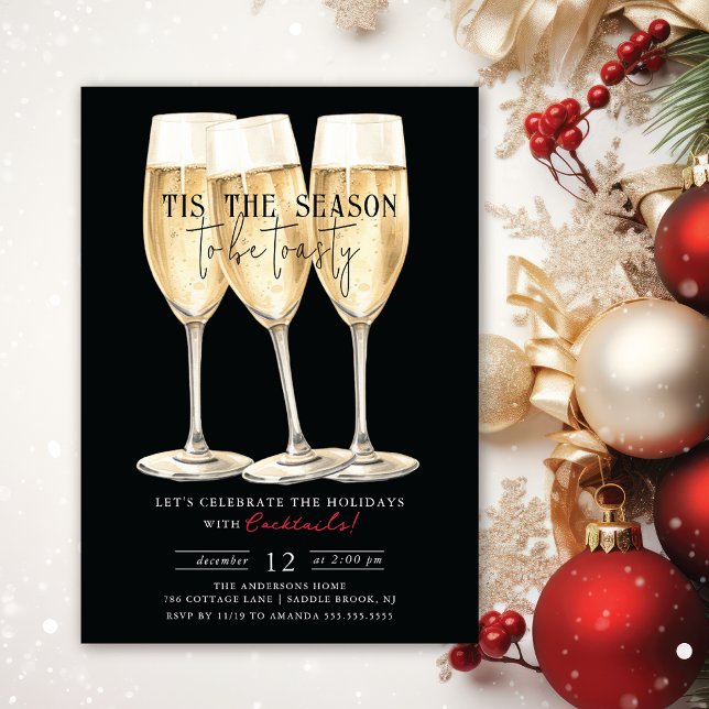 'Tis the Season to Be Toasty! Cocktail Party Invitation (Creator Uploaded)