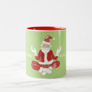 'Tis The Season To Breathe Yoga Santa Two-Tone Coffee Mug