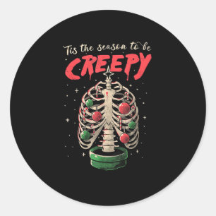 Tis The Season To Creepy Skeleton Tree Classic Round Sticker