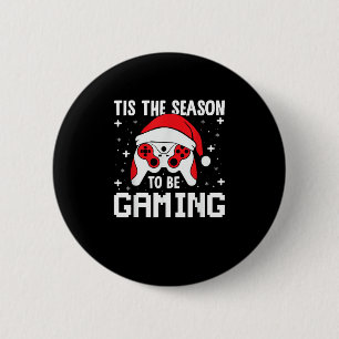 Tis The Season To Gaming Christmas Gamer Heartbeat 6 Cm Round Badge