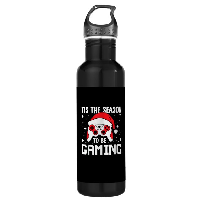 Tis The Season To Gaming Christmas Gamer Heartbeat 710 Ml Water Bottle (Front)