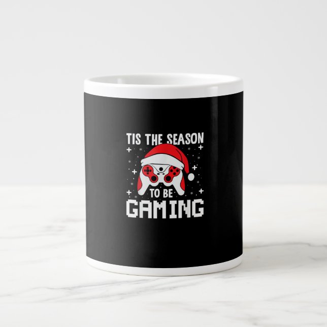 Tis The Season To Gaming Christmas Gamer Heartbeat Large Coffee Mug (Front)