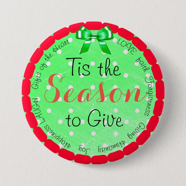 Tis the Season to Give Christmas Button (Front)