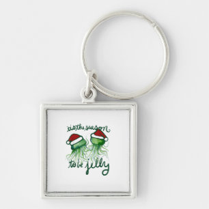 Tis The Season To Jelly Funny Jellyfish Christmas Key Ring
