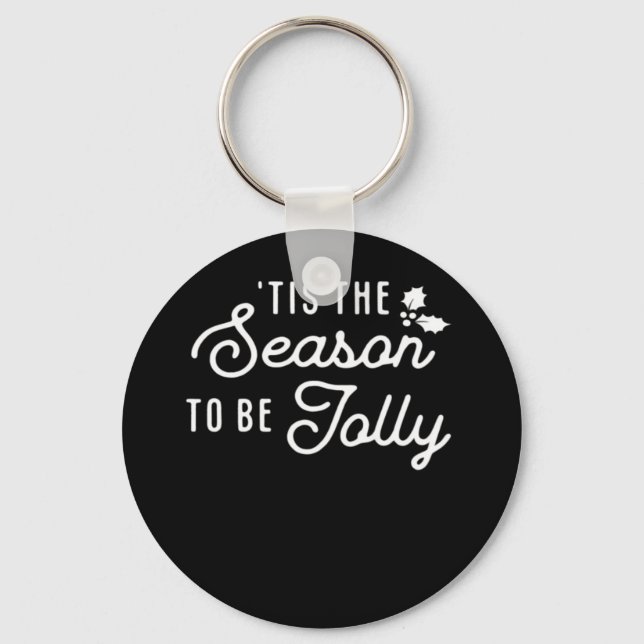 Tis The Season To Jolly Retro Style Key Ring (Front)
