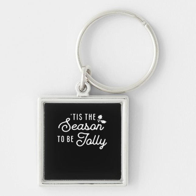 Tis The Season To Jolly Retro Style Key Ring (Front)