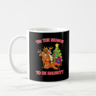 Tis The Season To Naughty Rudolph Reindeer Couple Coffee Mug
