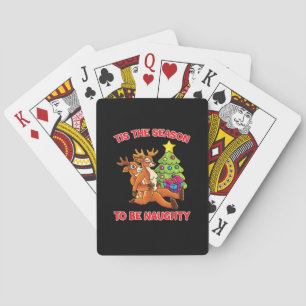 Tis The Season To Naughty Rudolph Reindeer Couple Playing Cards