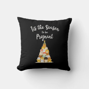 Tis The Season To Pregnant Cute Christmas Tree Men Cushion