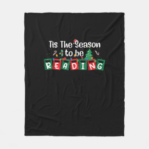 Tis The Season To Reading Christmas Teacher Book Fleece Blanket