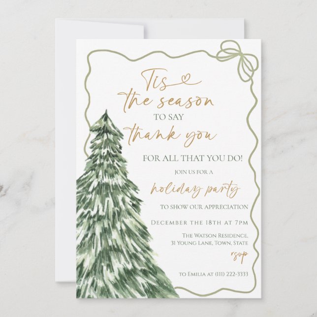 Tis the season to say thank you Holiday Party Invitation (Front)