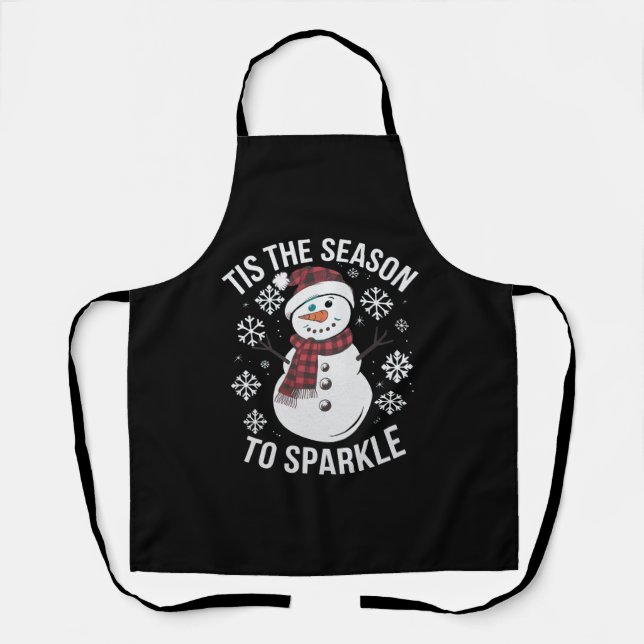 Tis The Season To Sparkle Christmas Holiday Gift Apron (Front)