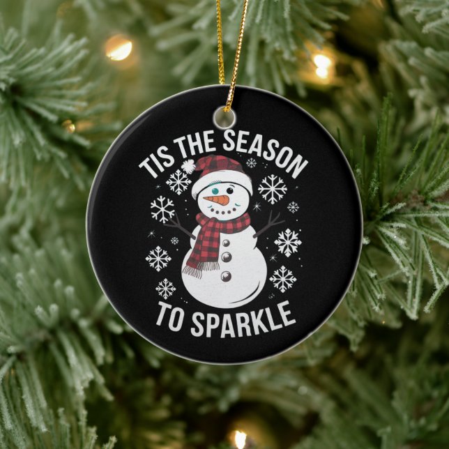 Tis The Season To Sparkle Christmas Holiday Gift Ceramic Ornament (Tree)