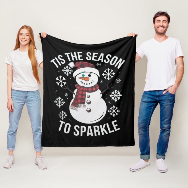 Tis The Season To Sparkle Christmas Holiday Gift Fleece Blanket (In Situ)