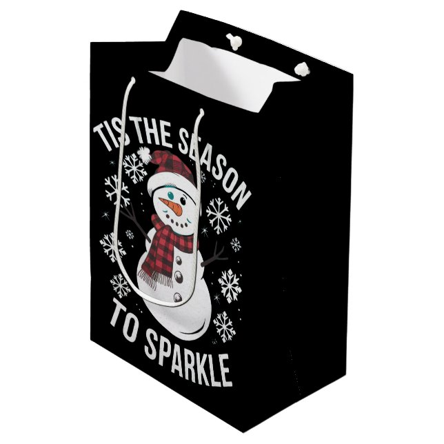 Tis The Season To Sparkle Christmas Holiday Gift Medium Gift Bag (Front Angled)
