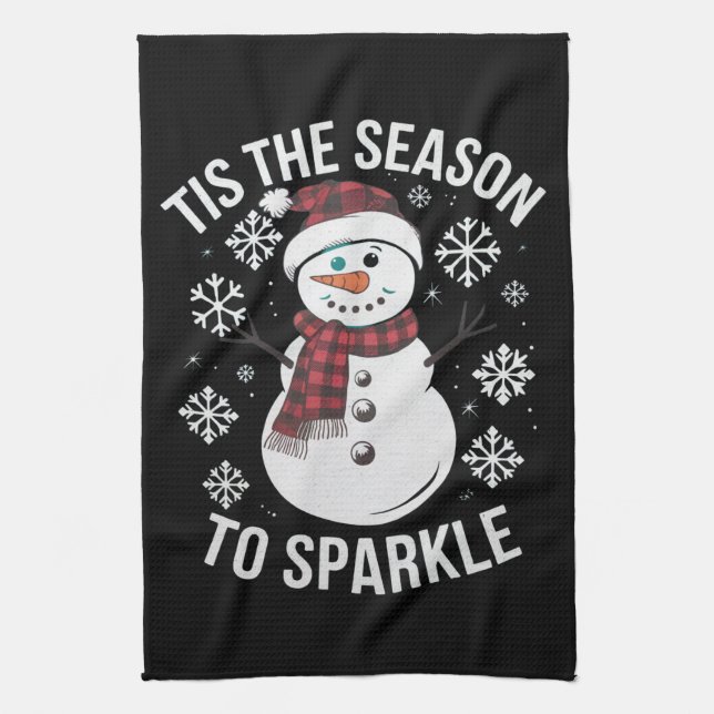 Tis The Season To Sparkle Christmas Holiday Gift Tea Towel (Vertical)