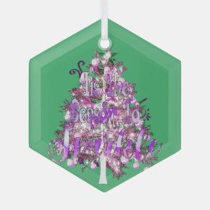 Tis The Season To Sparkle Glass Tree Decoration