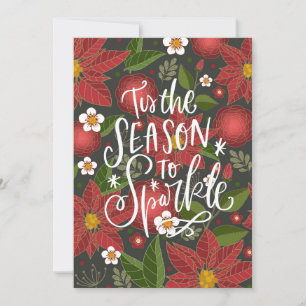 Tis The Season To Sparkle Red Poinsettia Business Holiday Card
