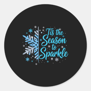 Tis The Season To Sparkle Snowflake Holiday Christ Classic Round Sticker
