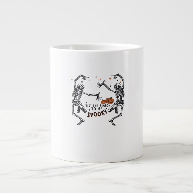 Tis The Season To Spooky Halloween Skeleton Retro  Large Coffee Mug (Front)