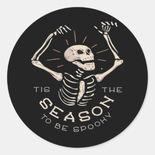 Tis The Season To Spooky Halloween Skeleton Vintag Classic Round Sticker