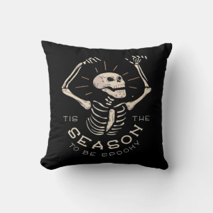 Tis The Season To Spooky Halloween Skeleton Vintag Cushion