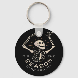 Tis The Season To Spooky Halloween Skeleton Vintag Key Ring