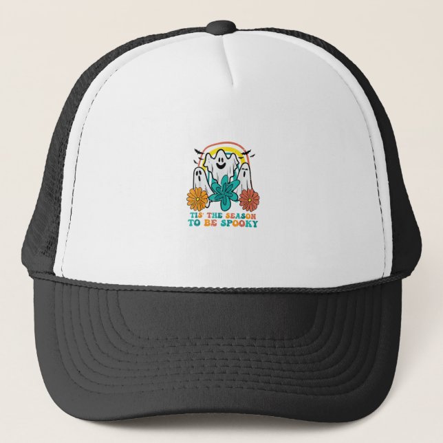 Tis The Season To Spooky Retro Halloween Women Trucker Hat (Front)