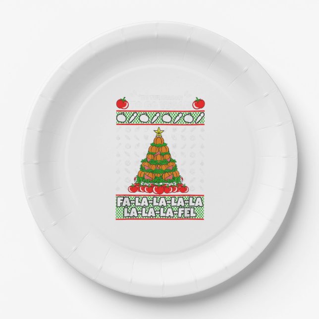 Tis The Season To Vegan Christmas Pajama X-Mas Veg Paper Plate (Front)