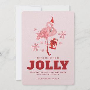 Tis the Season Tropical Flamingo Christmas Holiday Card