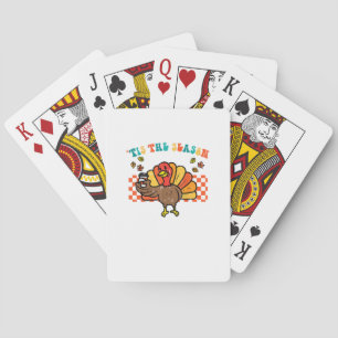 Tis The Season Turkey Coffee Thanksgiving Fall Men Playing Cards