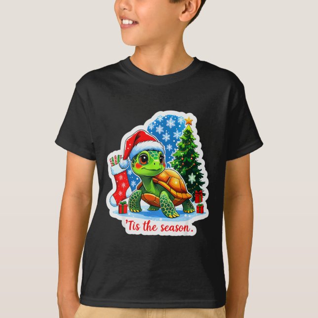 Tis The Season Turtle Pet Owner Christmas Festive  T-Shirt (Front)