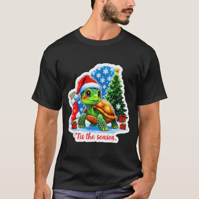 Tis The Season Turtle Pet Owner Christmas Festive  T-Shirt (Front)