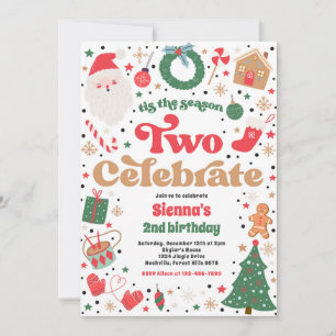 Tis The Season Two Celebrate Christmas Birthday Invitation