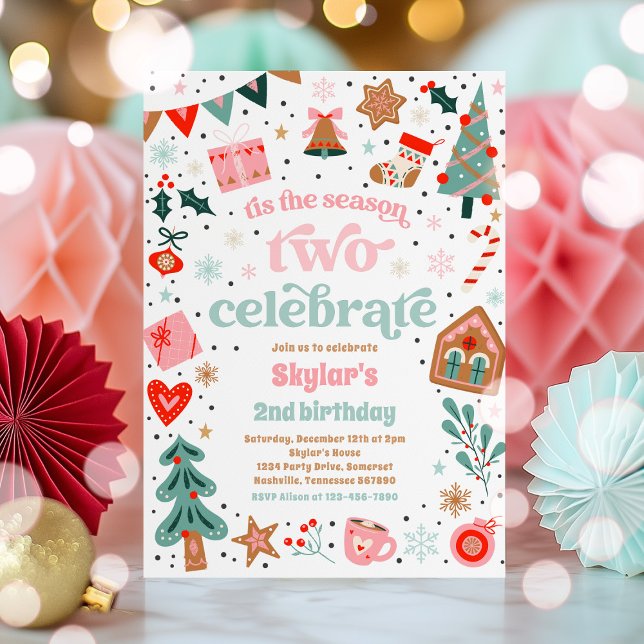Tis The Season Two Celebrate Christmas Birthday Invitation (Creator Uploaded)