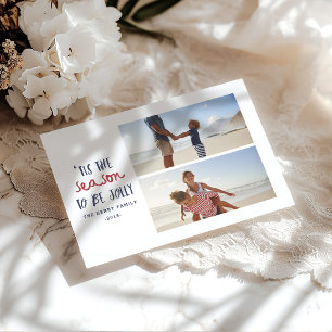 'tis the season two photo family christmas holiday card