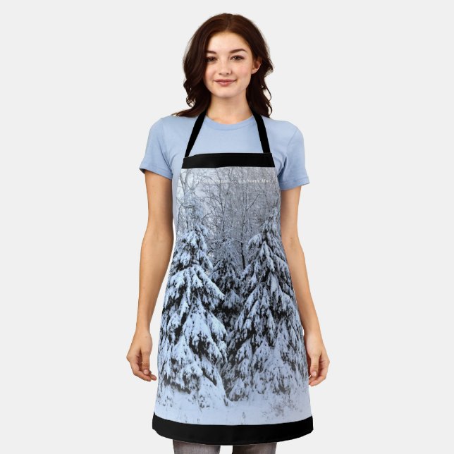 Tis the Season Up North Mn, Black Border Apron (Worn)