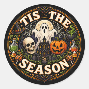 Tis The Season Vintage Graphic Halloween T-Shirt Classic Round Sticker