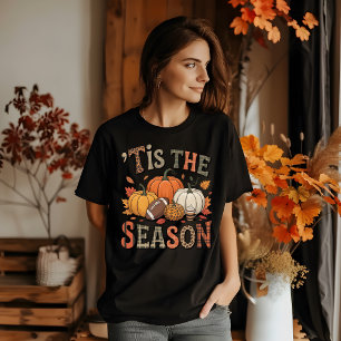 ’TIS THE SEASON Vintage Pumpkins and Football T-Shirt