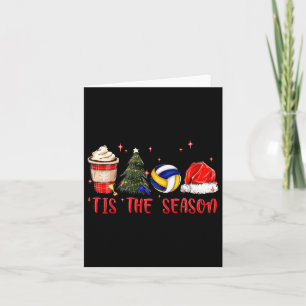 Tis The Season Volleyball Coffee Santa Hat Christm Card