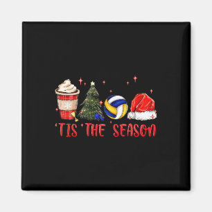 Tis The Season Volleyball Coffee Santa Hat Christm Magnet