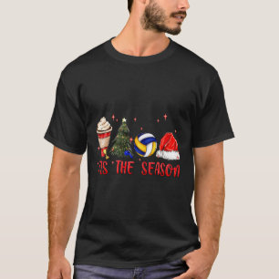Tis The Season Volleyball Coffee Santa Hat Christm T-Shirt