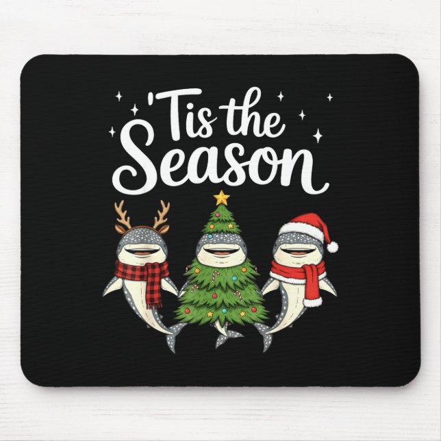 Tis The Season Whale Shark Christmas Santa  Mouse Pad (Front)