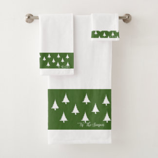 'Tis The Season White Bath Towel Set