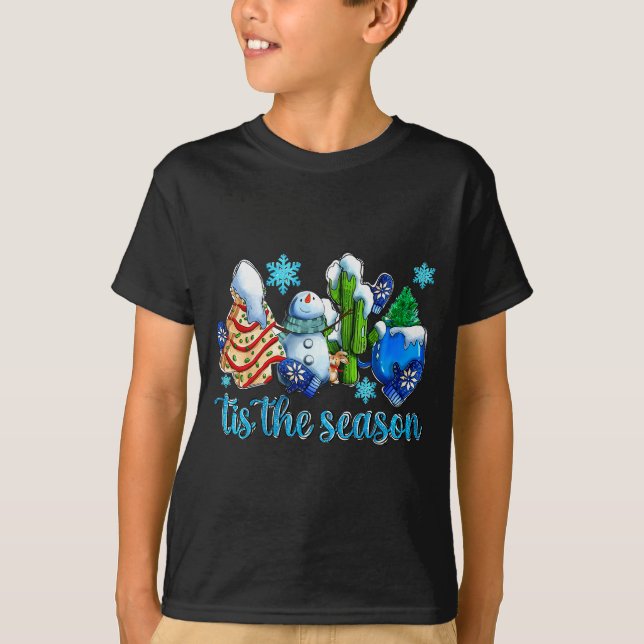 Tis The Season Winter And Snowman Christmas Family T-Shirt (Front)