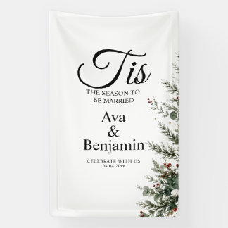 Tis The Season Winter Christmas Wedding Sign,Linen Banner