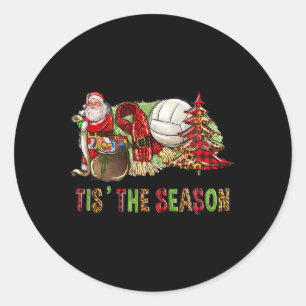 Tis The Season With Volleyll And Santa Christmas S Classic Round Sticker
