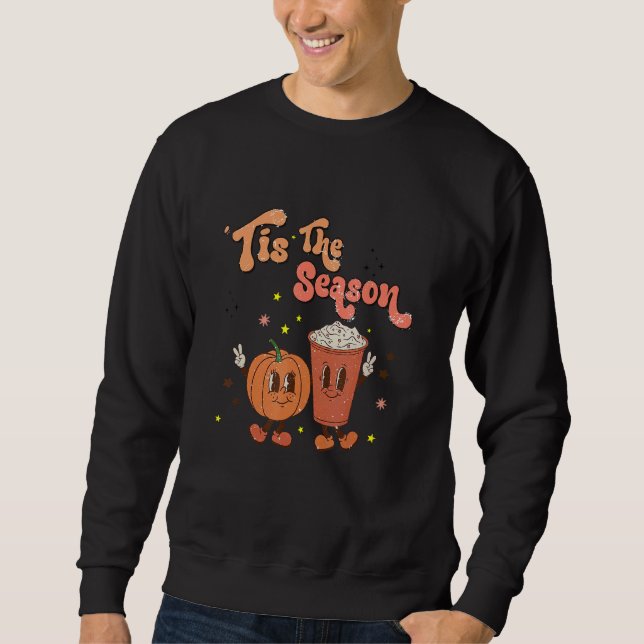 Tis The Season  Women Costume Pumpkin Coffee Vibes Sweatshirt (Front)